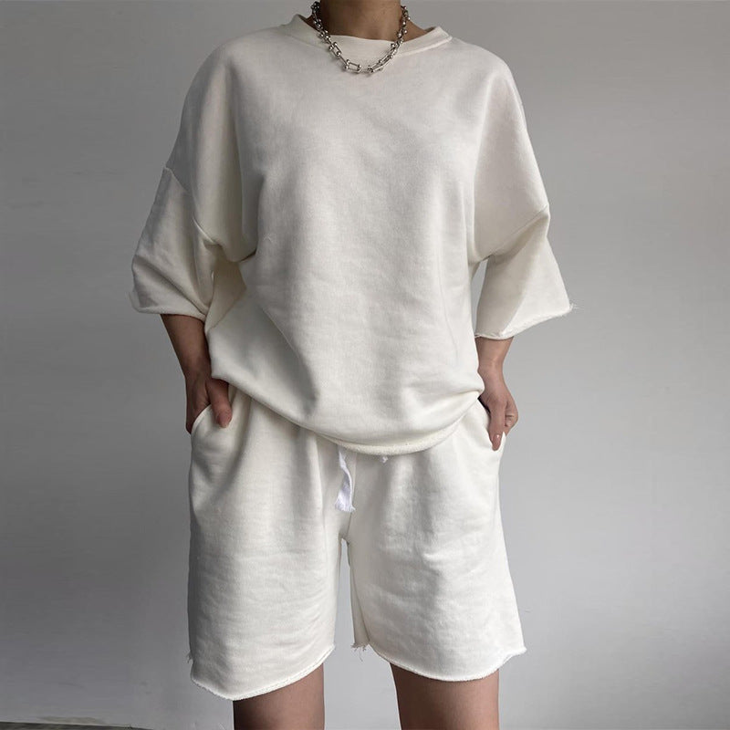 Damen Oversized Freizeitset Kurzärmelig Weite Shorts Norvielle