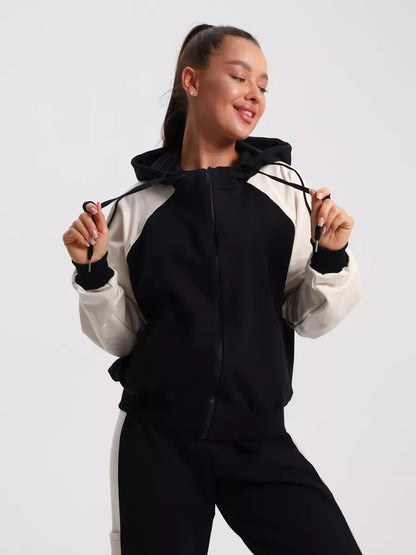 Damen Sportanzug Kapuzenpullover Nagelstreifen Bequem Norvielle
