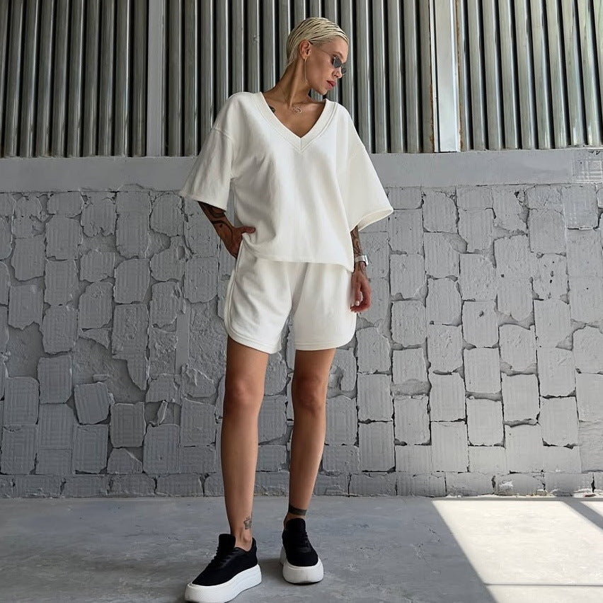 Damen Sport-Set Oversized Oberteil Bequeme Shorts