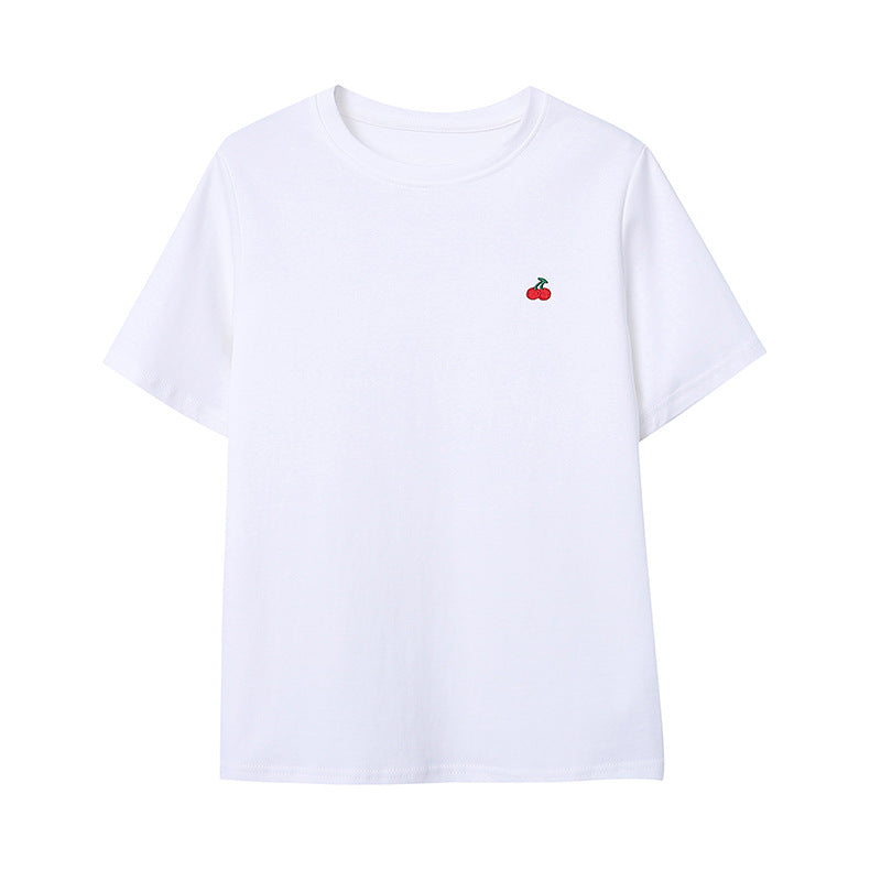 Damen T-Shirt Kurzarm Kirschmotiv
