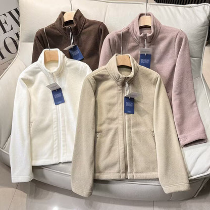 Damen Fleecejacke Hochkragen Reißverschlusstaschen Norvielle - Norvielle