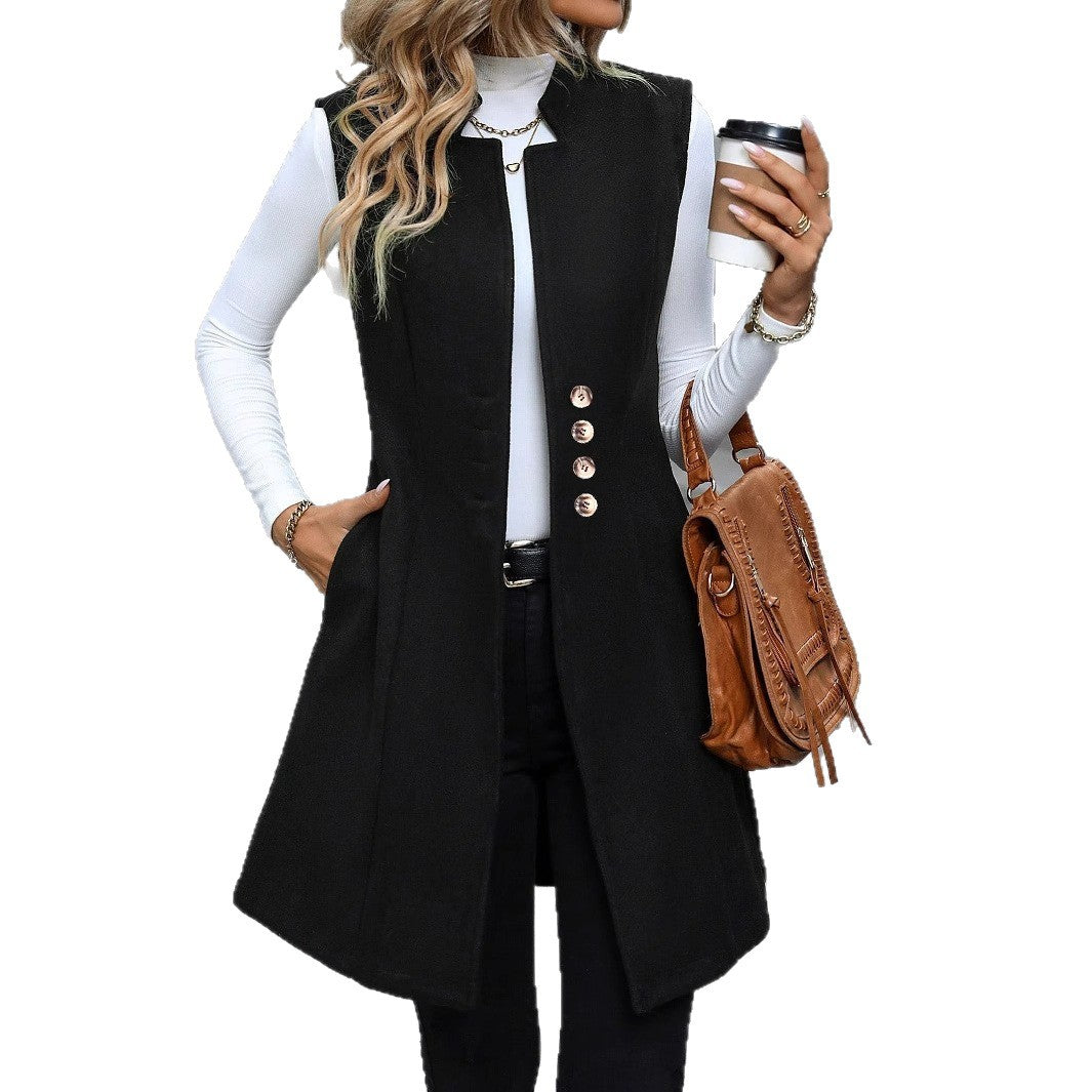 Damen Weste Elegantes Design Knopfdetails