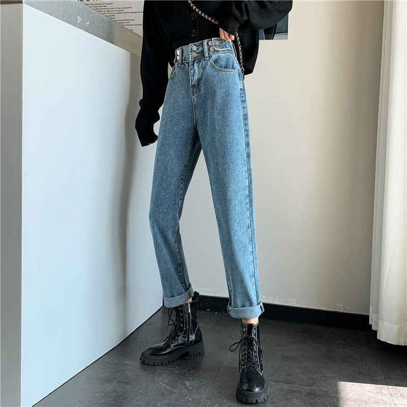 Damen Hochtaillierte Chinohose mit Taschen dunkelblau