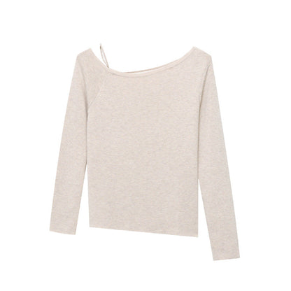 Damen Oberteil Asymmetrischer Ausschnitt Rippdetails Norvielle