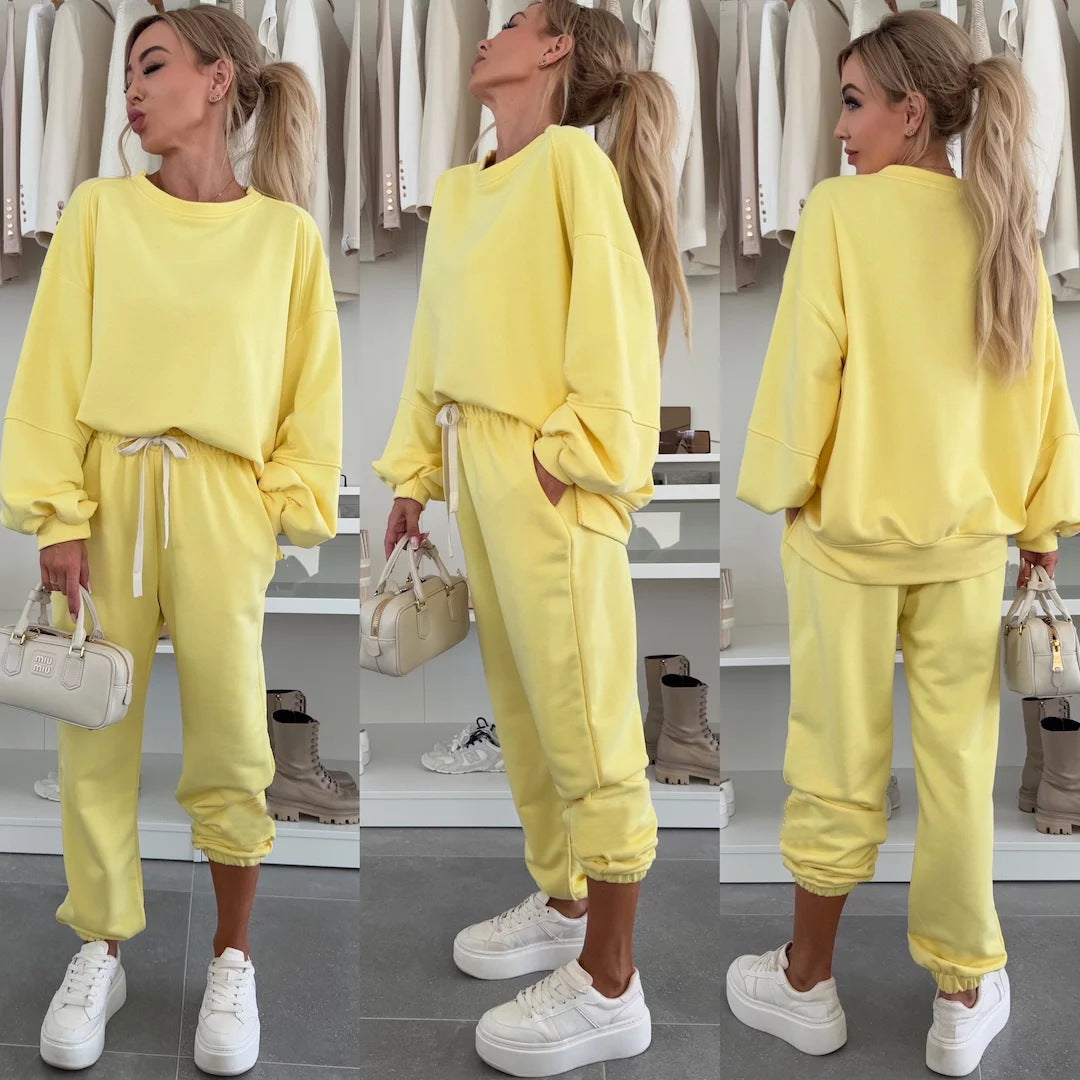 Damen Freizeitset Sweatshirt und Jogginghosen Elastisch Bequem