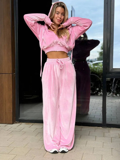 Damen Jogginganzug Velours mit Kapuze Norvielle