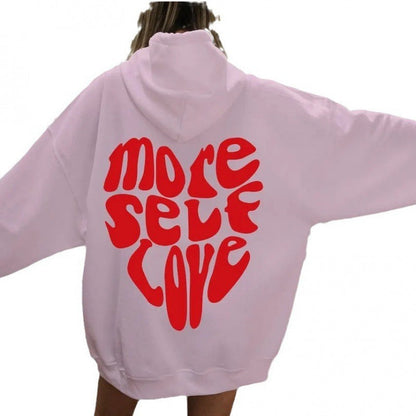 Damen Oversized Kapuzenpullover Herzmotiv