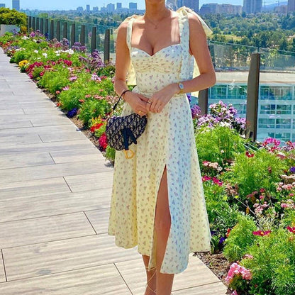 Damen Maxikleid Rüschen Schlitz Sommer Norvielle