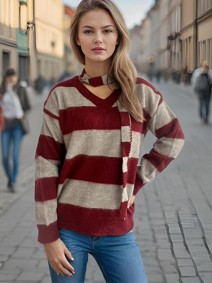 Damen Strickpullover Lässig mit Schlaufenakzenten Norvielle