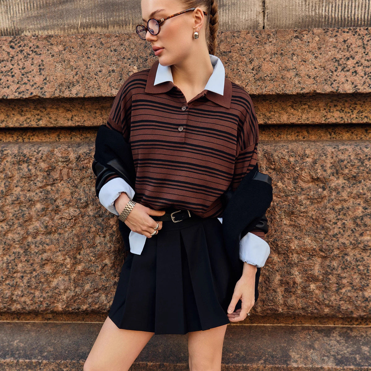 Damen Cardigan Gestreift Lässige Passform Norvielle