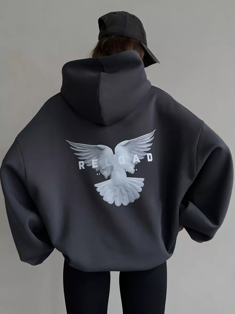 Damen Oversized Kapuzenpullover mit Rückenprint