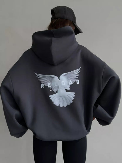 Damen Oversized Kapuzenpullover mit Rückenprint