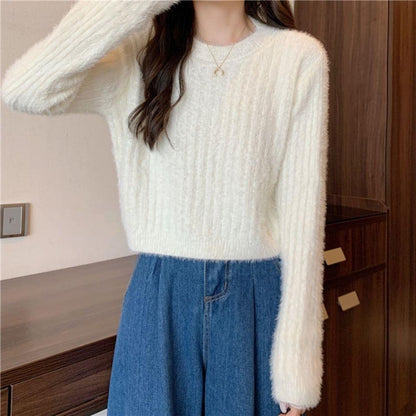 Damen Strickpullover Weiches Material Beige Norvielle