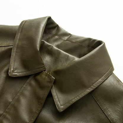 Damen Kunstlederjacke Elastischer Bund