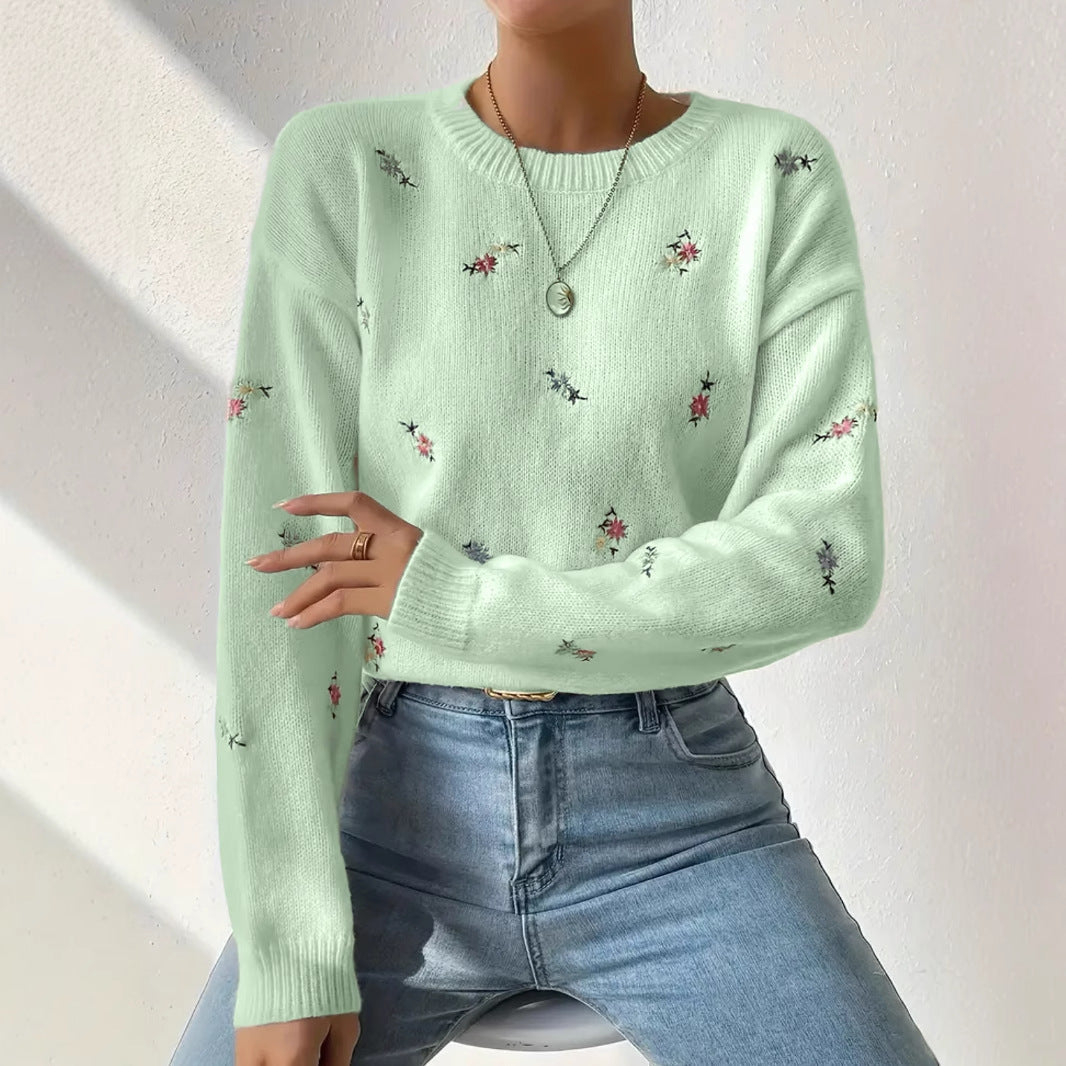 Damen Pulli Floral Stickerei Lässig Norvielle - Norvielle