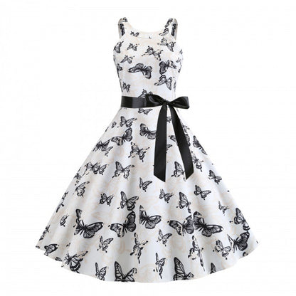 Damen Midikleid Schmetterlingsdruck Taillengürtel Norvielle - Norvielle