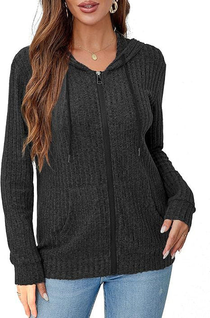 Damen Strickhoodie Reißverschluss Norvielle