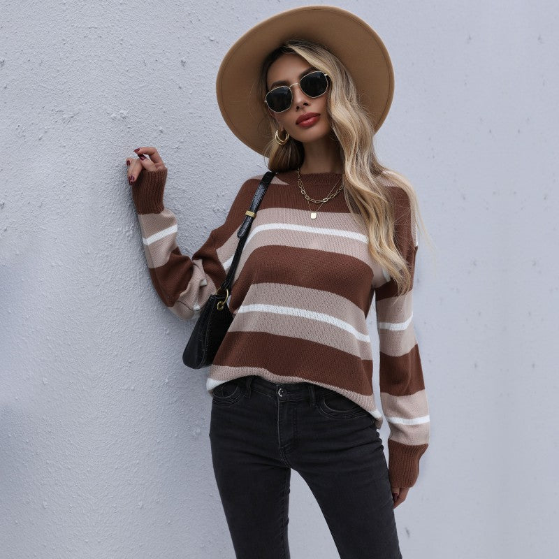 Damen Strickpullover Gestreift Norvielle