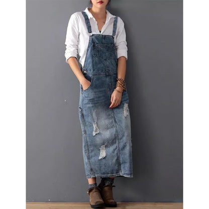 Damen Jeansrock mit Trägern