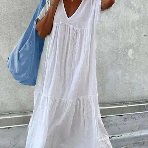 Damen Sommerkleid V-Ausschnitt Voluminöser Rock Norvielle