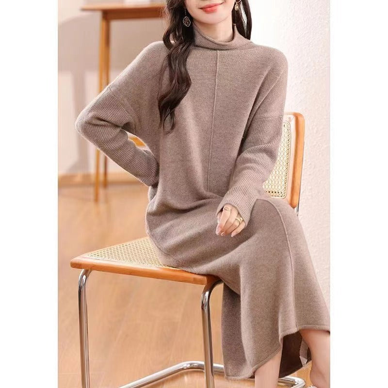Damen Strickkleid Hochhalter Lässig Norvielle