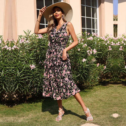 Damen Maxikleid Floralmuster Schwingrock Norvielle