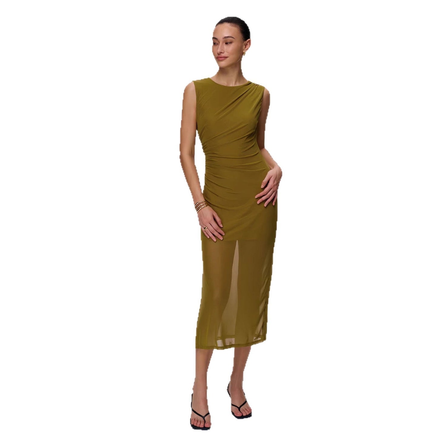 Damen Wickelkleid Figurbetont Raffungselemente