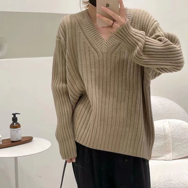 Damen Feinstrickpullover V-Ausschnitt Lässig Norvielle