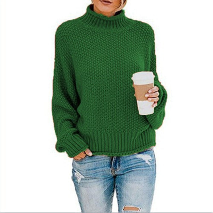 Damen Rollkragenpullover Grobgestrickt Lässiger Schnitt Norvielle