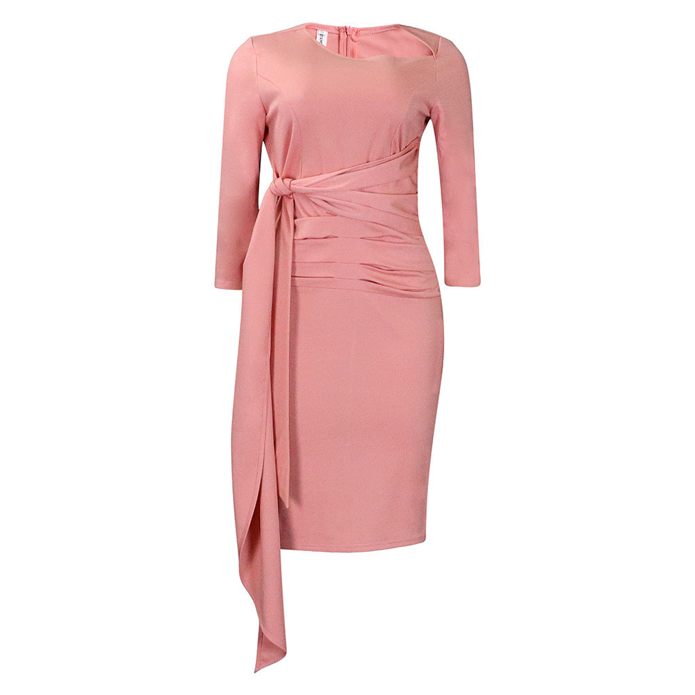 Damen Wickelkleid Elegante Taillierung Gürtel