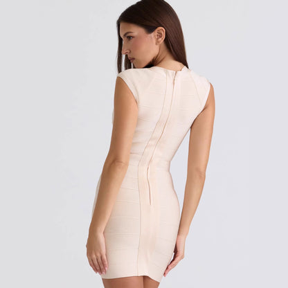 Damen Minikleid Figurbetont V-Ausschnitt Elegantes Taillierungsdesign