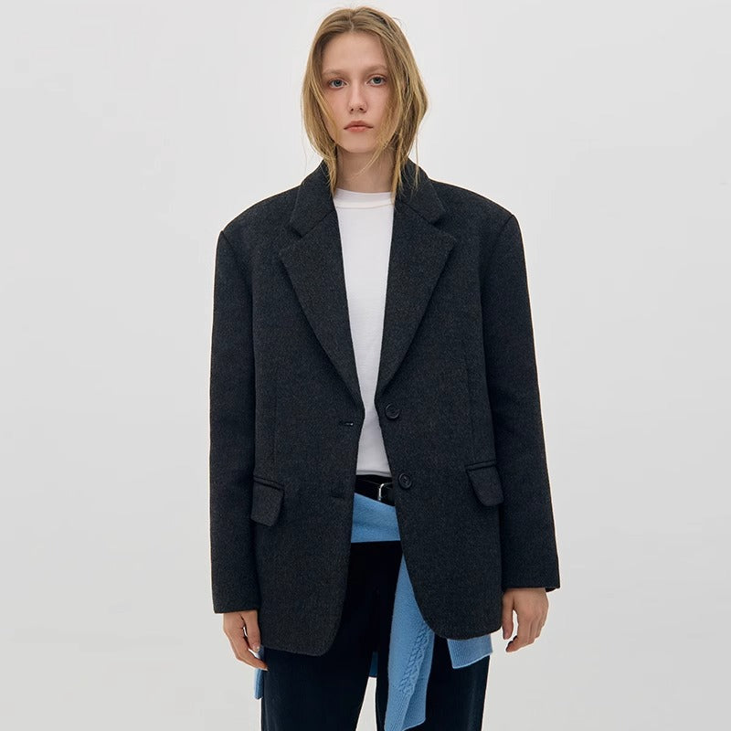 Damen Oversize Wollblazer Klassisch Norvielle
