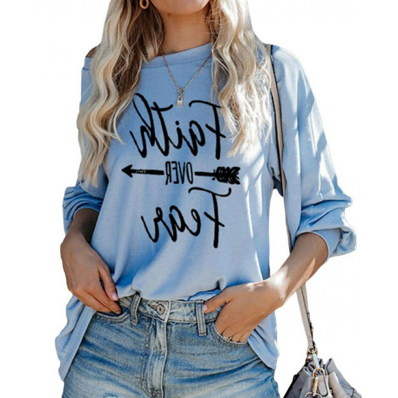 Damen Off-Shoulder Pullover mit Druck Norvielle
