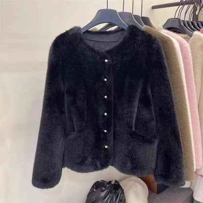 Damen Fleecejacke Kuschelig Knopfdesign Norvielle