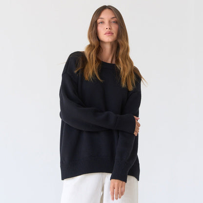 Damen Oversized Pullover Strukturiertes Strickmuster Beige