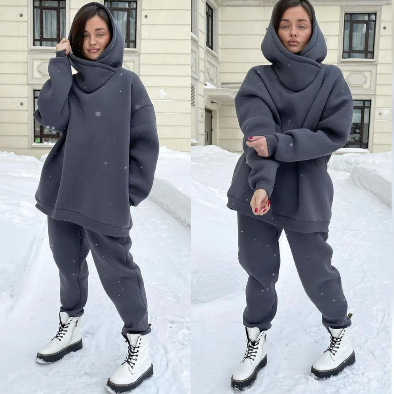 Damen Oversized Kapuzenpullover Jogginghose Set