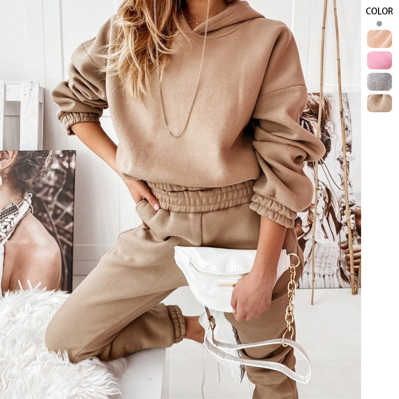 Damen Jogginganzug mit Kapuze Elastisch Schwarz Norvielle - Norvielle