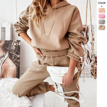 Damen Jogginganzug mit Kapuze Elastisch Schwarz Norvielle - Norvielle
