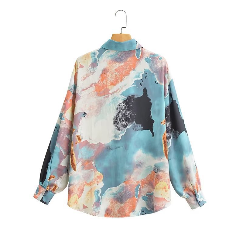 Damen Seidenbluse Langärmlig Farbverlauf Norvielle