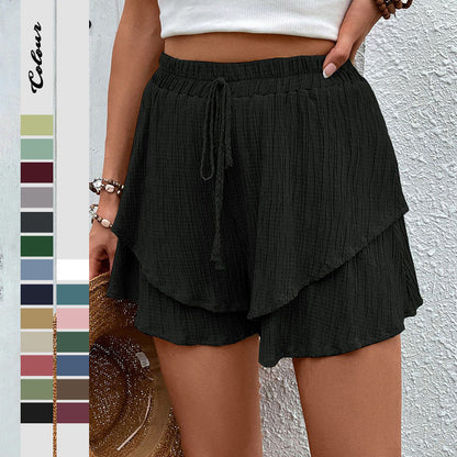 Damen Shorts Luftig Volant-Design Blau - Norvielle