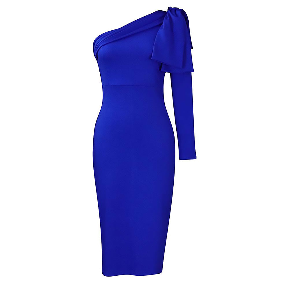Damen Wickelkleid Asymmetrischer Ausschnitt Schleife Norvielle