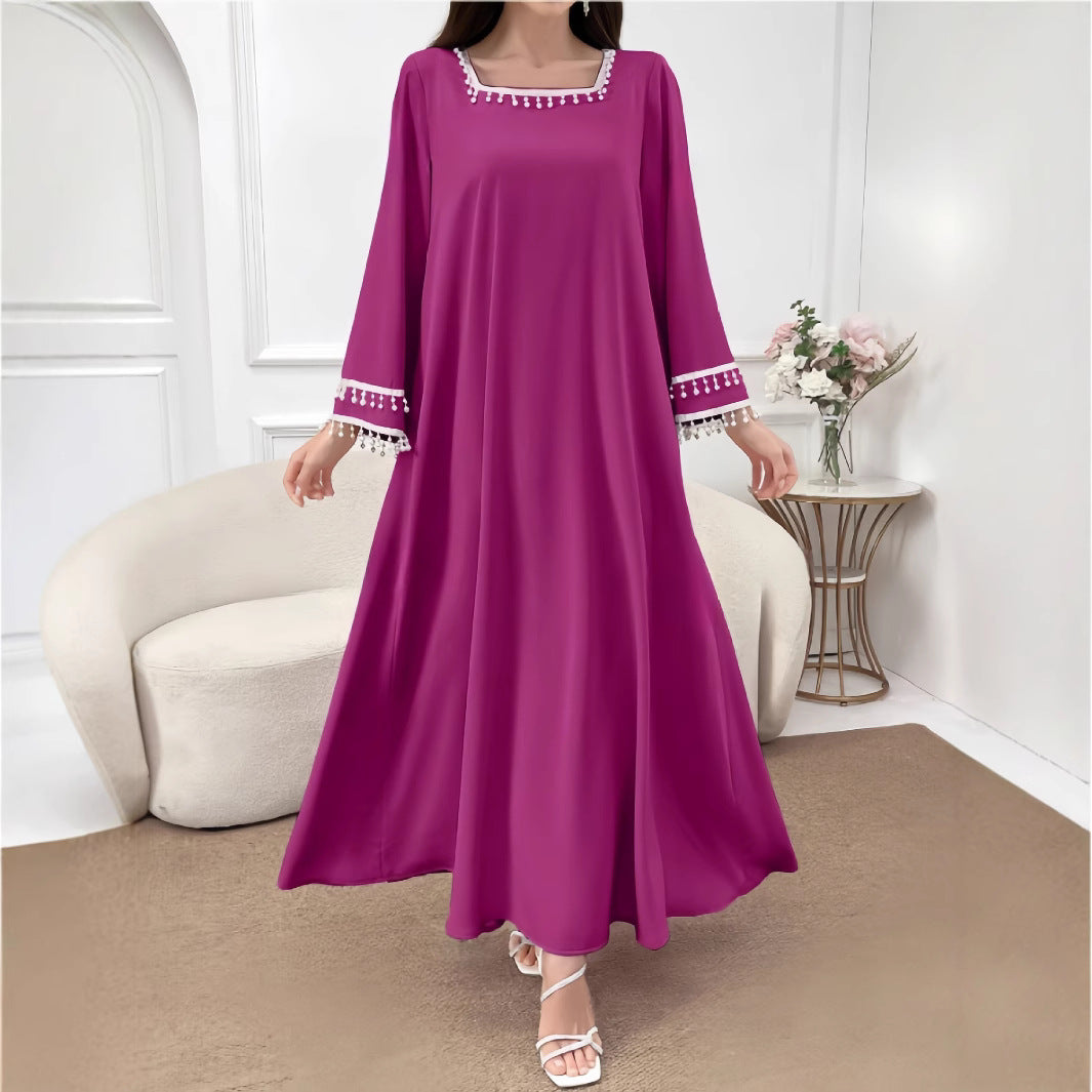 Damen Maxikleid Dekorative Fransen Weite Ärmel Norvielle