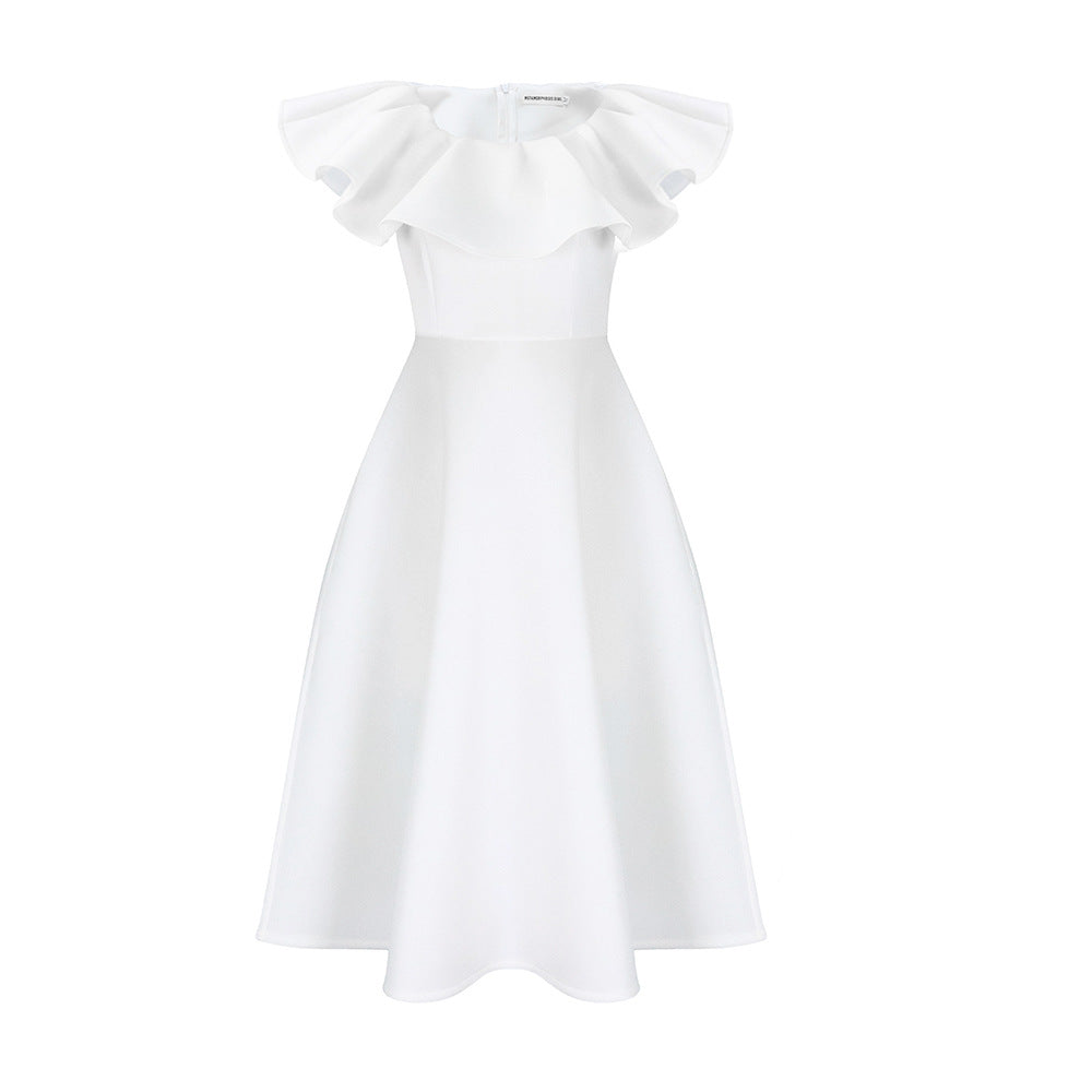 Damen Midikleid Elegant Volant Tailliert Norvielle