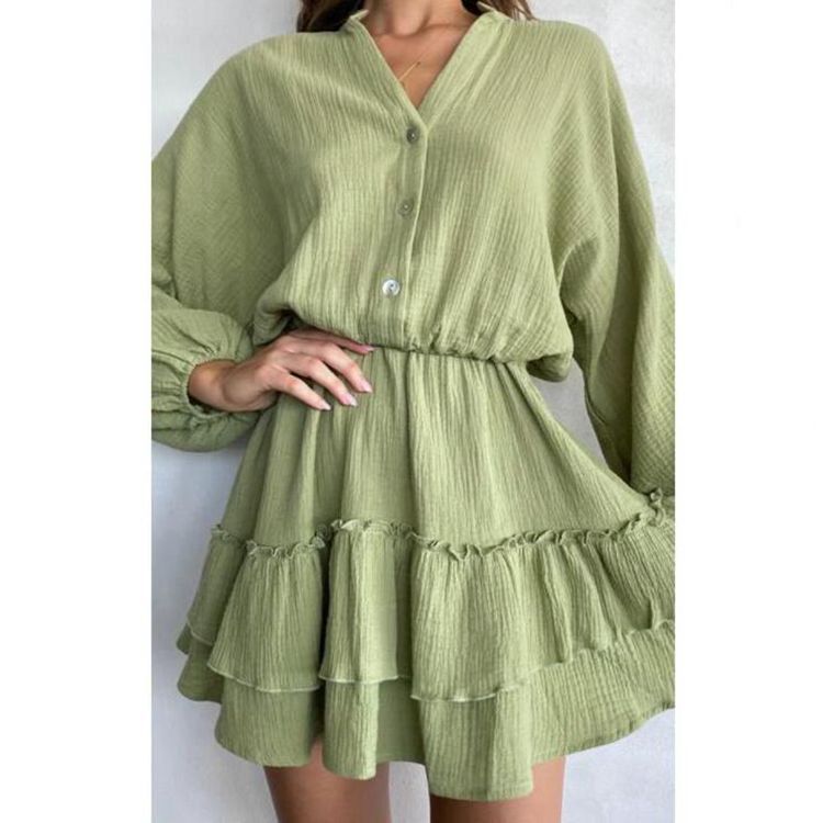 Damen Blusenkleid Rüschendetails Tailliert Norvielle - Norvielle