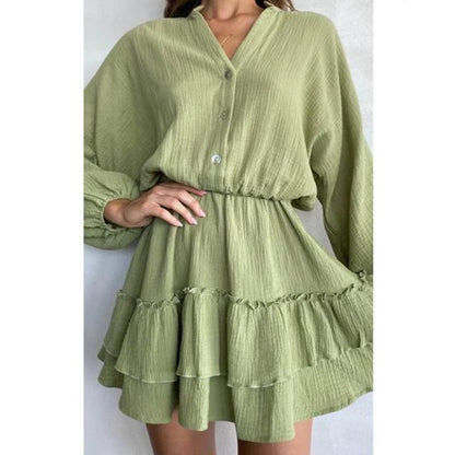 Damen Blusenkleid Rüschendetails Tailliert Norvielle - Norvielle