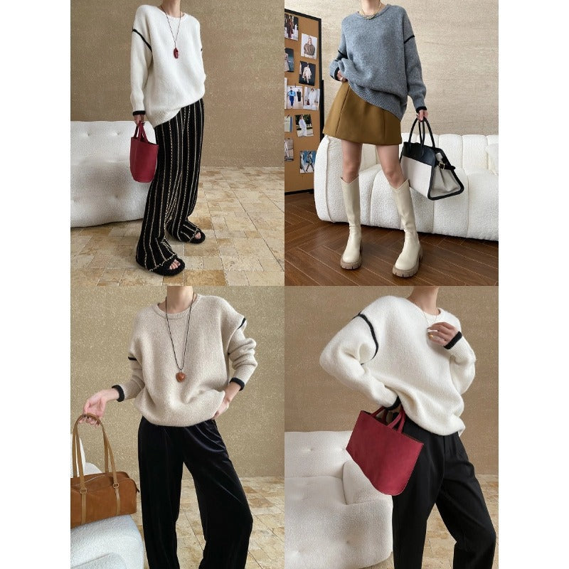 Damen Pullover Strukturiert Modern Norvielle