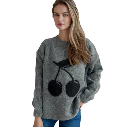 Damen Pullover Fruchtmotiv Norvielle