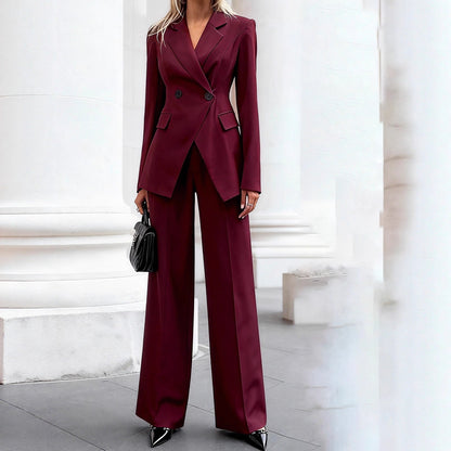 Damen Anzug Taillierter Blazer Weite Hose Norvielle