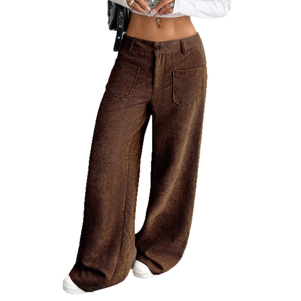 Damen Cordhose Weit Mit Taschen Hoch Bund Norvielle