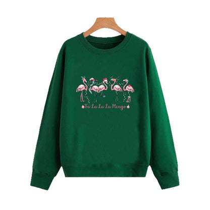 Damen Sweatshirt Flamingo-Motiv Lässiger Schnitt Norvielle